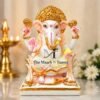 Shree Ganesh Ji Murti – White & Gold Decorative Idol