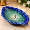 Ceramic Leaf-Shaped Decorative & Serving Platter – Blue & Green